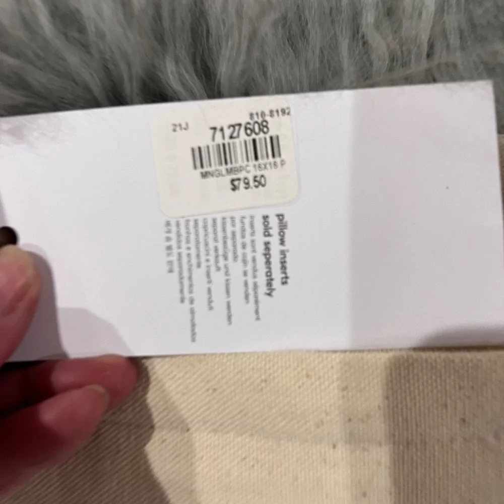 Mongolian Lamb Grey accent pillows (3)
